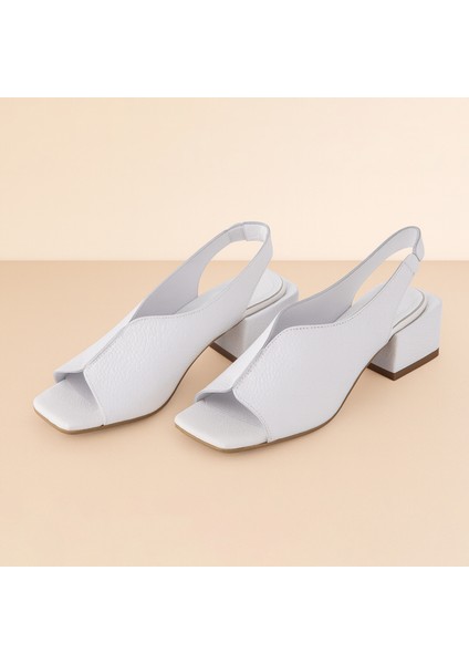 Pany Hakiki Deri Lastik Bağlama Detaylı Rahat Şık Topuklu Ayakkabı