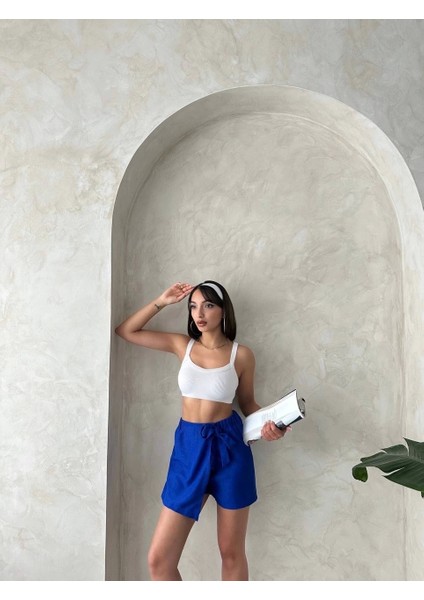 Fiyonklu Şort Etek Saks S255021 fırsatları