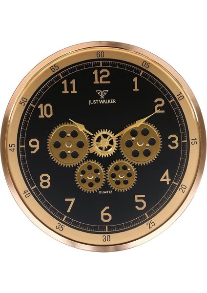 Justwalker Çarklı Duvar Saati A5522017 Gold Black