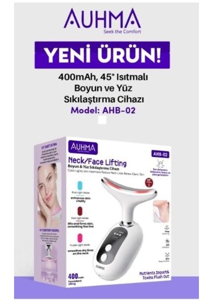 Ahb-02 400MAH, 45 Derece Isıtmalı, Lcd Göstergeli Boyun ve Yüz Masaj Cihazı fiyatları