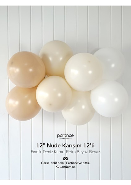 12 Adet Standart Boy 12'' Nude Karışım Balon fiyatları
