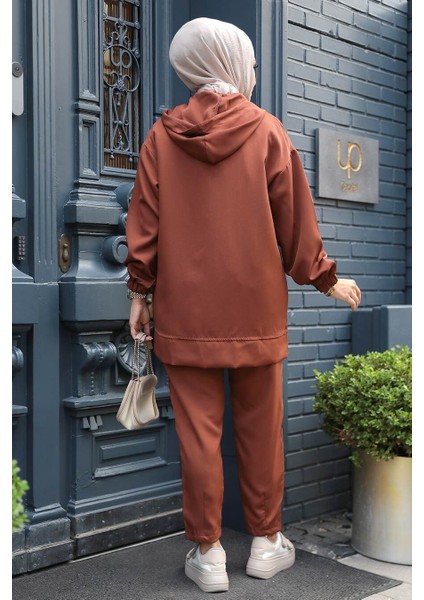 Fermuarlı Koyu Taba Tesettür Ikili Takım 10400KTB modelleri