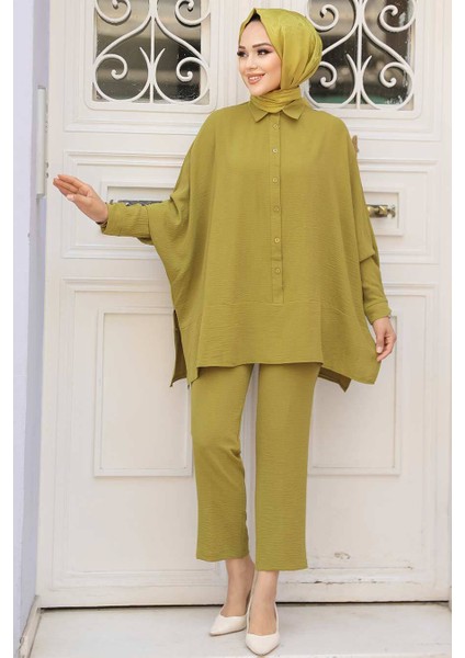 Düğmeli Yağ Yeşili Tesettür Ikili Takım 67751YY