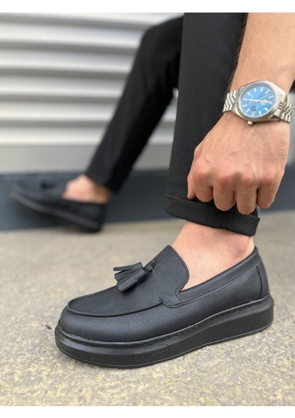 JY154 Blaze Bağcıksız Püsküllü Cilt Erkek Günlük Spor Klasik Ayakkabı Cst - Siyah modelleri