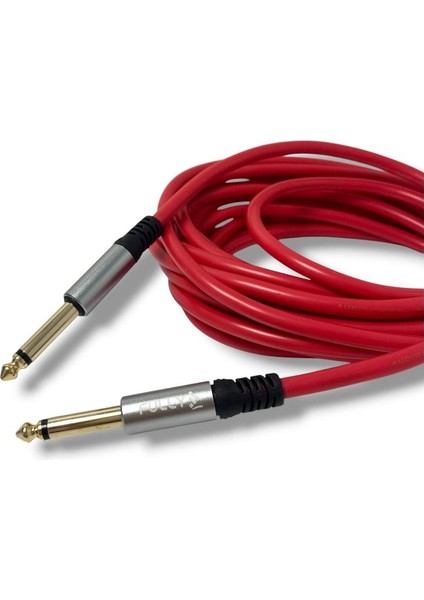 3metre 6.3mm Erkek-Erkek Mono Gitar Kablo - Kırmızı