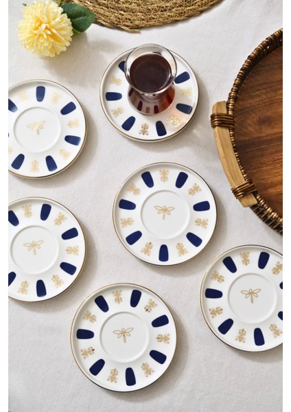 Tabak Evi Porselen Acem Zade Lacivert Çay Tabağı 12,5cm 6 Lı modelleri