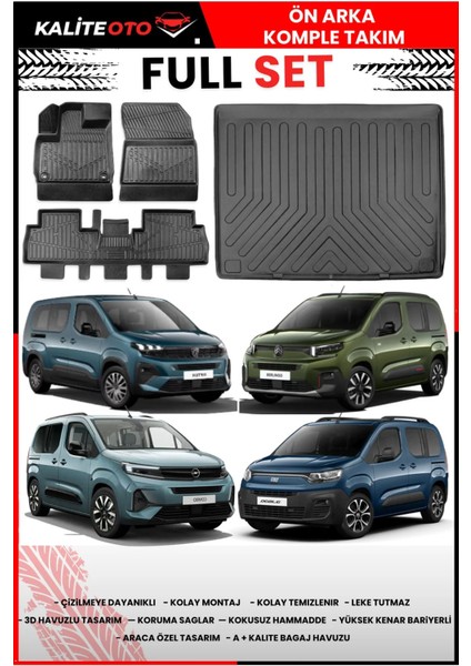 Rifter Berlingo Combo Doblo Bagaj Havuzu 4.5d Havuzlu Paspas Seti 2019 2020 2021 2022 2023 2024 2025