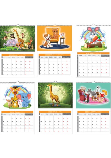 2026 Çocuk Duvar Takvimi-33x48 cm- Planlamalı Seçeneği Ile modelleri