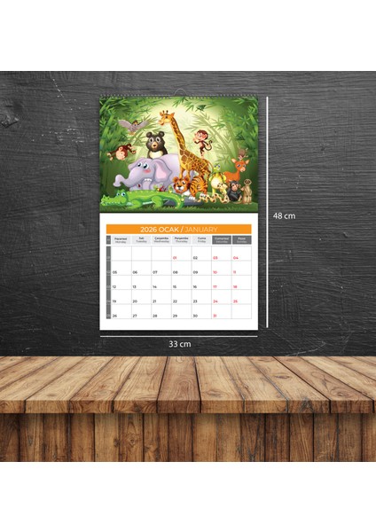 2026 Çocuk Duvar Takvimi-33x48 cm- Planlamalı Seçeneği Ile indirimleri