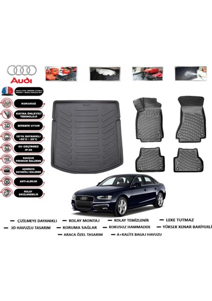 Audi A4 2012 Model Bagaj Havuzu Araca Özel Paspas Takımı Flex