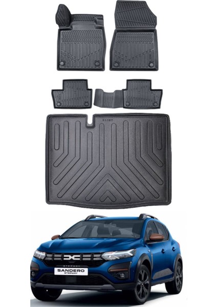 Dacia Sandero 2024 Model Bagaj Havuzu Araca Özel Siyah Paspas Takımı