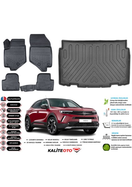 Opel Mokka Elektirikli 2022 Model Alt Esnek Bagaj Havuzu Araca Özel Siyah Paspas Seti