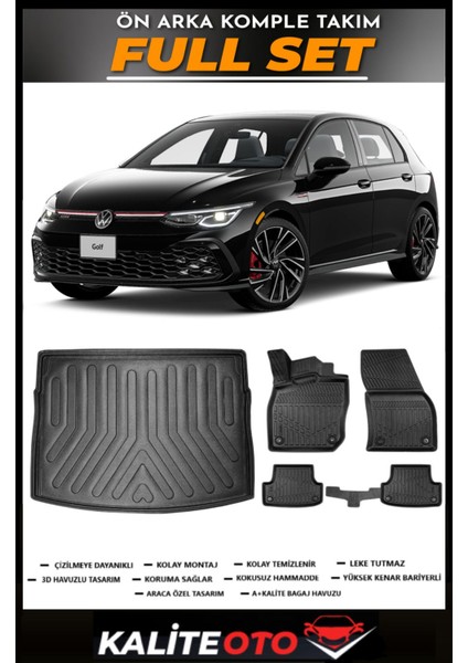 Volkswagen Golf 8 Üst Bagaj Havuzu+4.5d Havuzlu Paspas Seti 2023 Model
