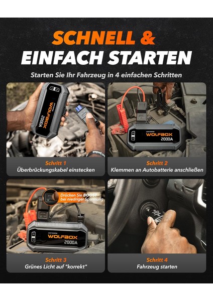 Marş Yardımı Powerbank 2000A 12V, 12000MAH Akü Takviye & LED Fener