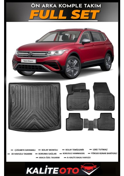 Volkswagen Allspace 5 Koltuk Bagaj Havuzu+4.5d Havuzlu Paspas Seti 2017 Model