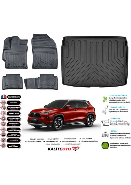 Toyota Yaris Cross 2022 Sonrası 3D Üst Bagaj Havuzu+3d Araca Özel Paspas Takımı Birebir Uyumlu