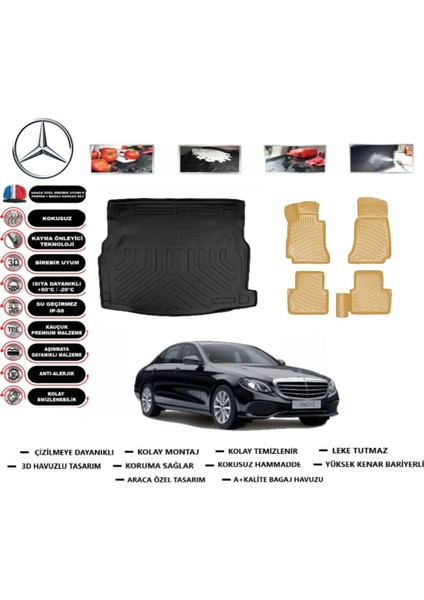 Mercedes E Serisi W213 2022 Model Bagaj Havuzu(Paspası)+Araca Özel Bej Paspas Takımı Flex