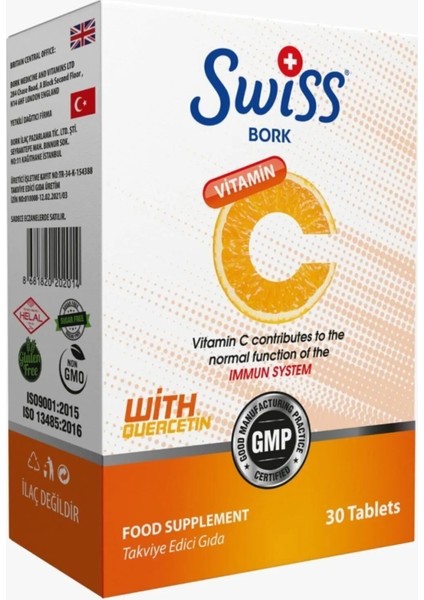 Bork Pureway Vitamin C Quercetin 30 Tablet – Antioksidan Destek ve Hızlı Emilim