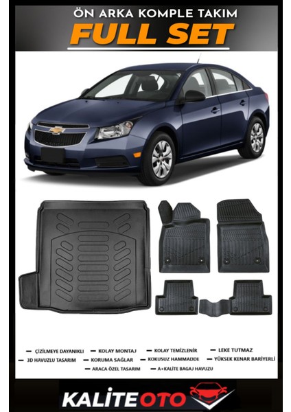 Chevrolet Cruze Sedan Sol Kulak Bagaj Havuzu+4.5d Havuzlu Paspas Seti 2008 Model