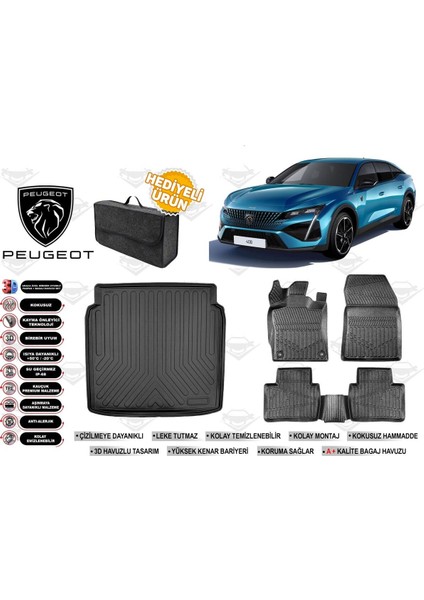 Peugeot 408 2025 Model Bagaj Havuzu+4d Araca Özel Havuzlu Paspas Takımıı Rice