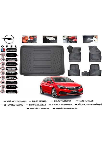 Opel Astra K Hb 2018 Model Bagaj Havuzu Araca Özel Paspas Takımı Flex