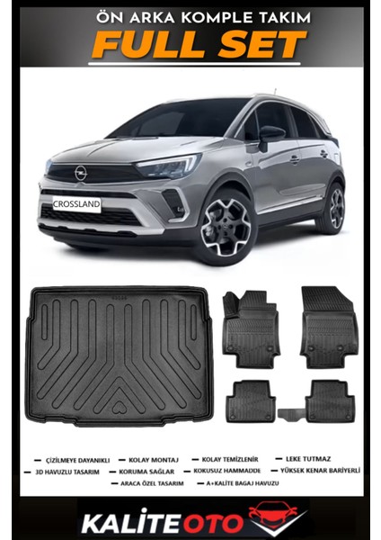 Opel Crossland Alt Bagaj Havuzu+4.5d Havuzlu Paspas Seti 2019 Model