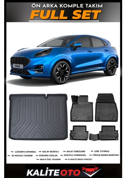 Ford Puma Alt Bagaj Havuzu+4.5d Havuzlu Paspas Seti 2025 Model