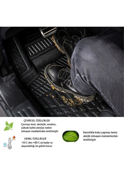 Citroen Nemo 2012 Model Tam Uyumlu Kokusuz 3D Havuzlu Paspas