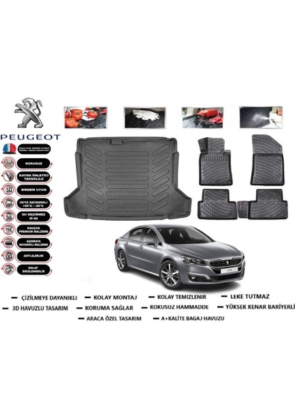 Peugeot 508 2017 Model Acsses Bagaj Havuzu Araca Özel Paspas Takımı Flex
