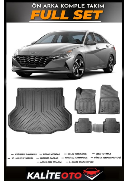 Hyundai Elantra Bagaj Havuzu+4.5d Havuzlu Paspas Seti 2020 Model