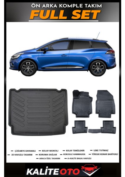 Renault Clio 4 Sporttourer Bagaj Havuzu+4.5d Havuzlu Paspas Seti 2018 Model