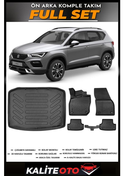 Seat Ateca 4x4 Bagaj Havuzu+4.5d Havuzlu Paspas Seti 2021 Model
