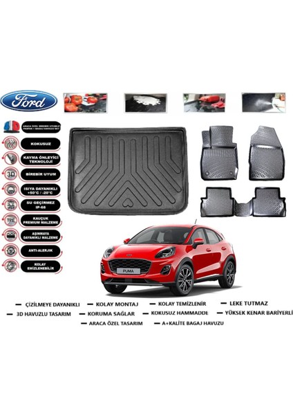 Ford Puma 2023 Model Alt Bagaj Havuzu Araca Özel Paspas Takımı Flex