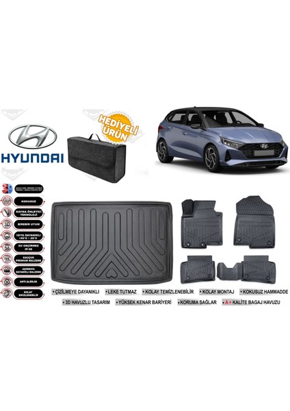 Hyundai I20 2025 Model Elite Plus Alt Bagaj Havuzu+4d Araca Özel Havuzlu Paspas Takımıı Rice