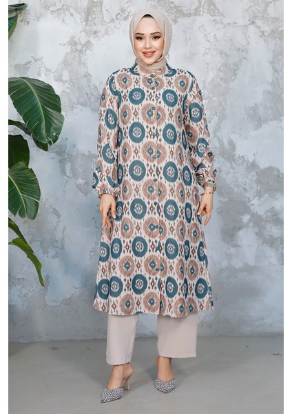 Desenli Zümrüt Yeşili Tesettür Ikili Takım 10692ZY fiyatları