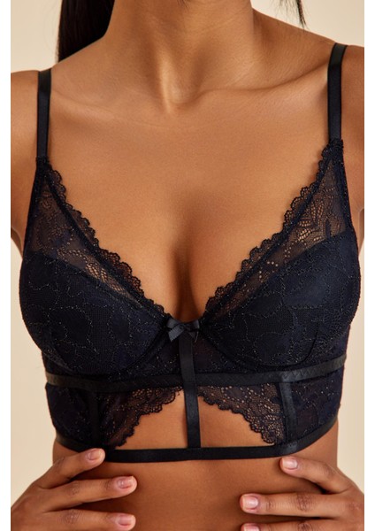 Roma Siyah Dantelli Dolgusuz Toparlayıcı Büstiyer Sütyen fiyatları