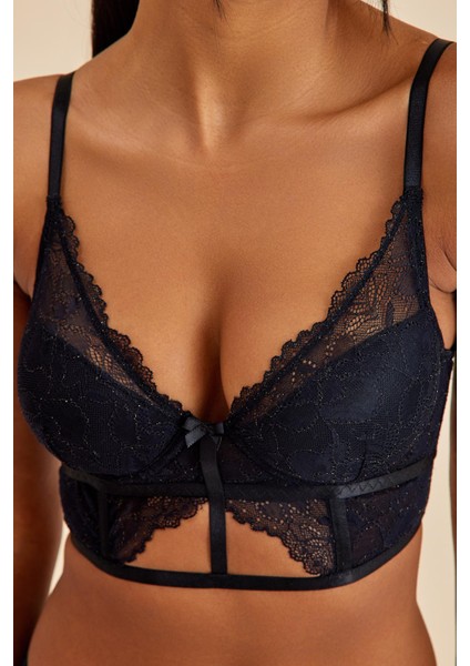 Roma Siyah Dantelli Dolgusuz Toparlayıcı Büstiyer Sütyen modelleri