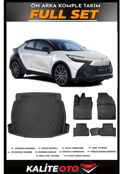 Toyota C-Hr Ses Sistemsiz Bagaj Havuzu+4.5d Havuzlu Paspas Seti 2025 Model
