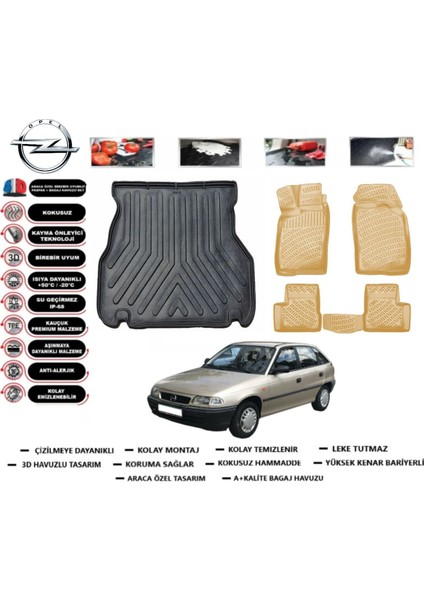 Opel Astra F Hb 1997 Model Bagaj Havuzu(Paspası)+Araca Özel Bej Paspas Takımı Flex