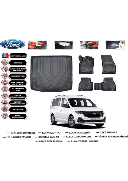 Ford Tourneo Connect 2025 Model Bagaj Havuzu Araca Özel Paspas Takımı Flex