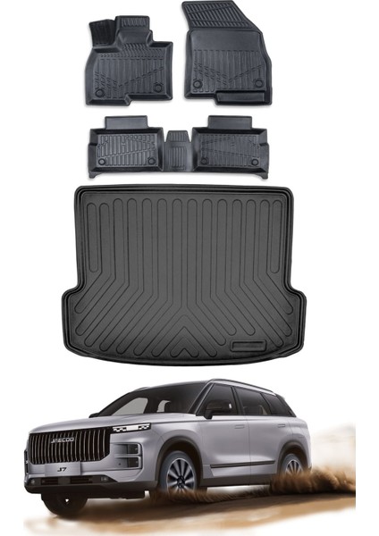 Jaecoo J7 2025 Model Kalın Stepneli Bagaj Havuzu Araca Özel Siyah Paspas Takımı