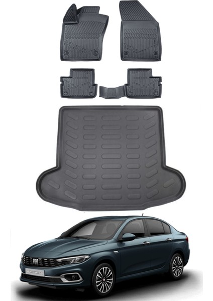 Fiat Egea Sedan 2023 Model Bagaj Havuzu Araca Özel Siyah Paspas Takımı