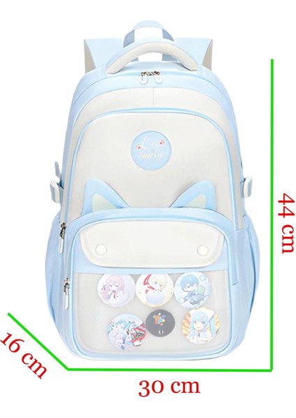3 Bölmeli Uniqe Cats Kolej Okul Sırt Çantası Açık Mavi (MU-1803) fiyatları