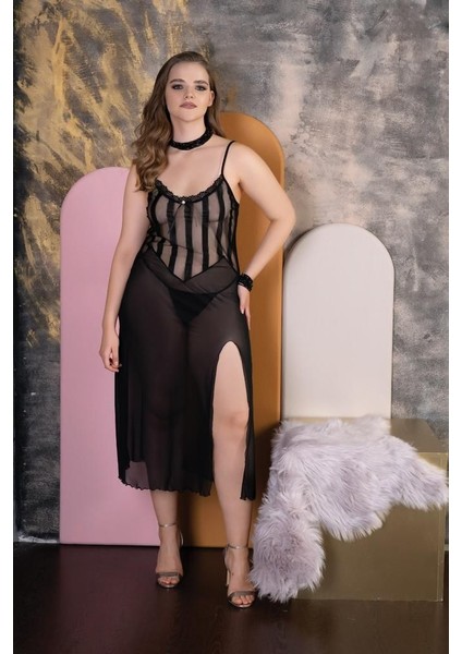 Izabel Kadın Battal Üzün Gecelık Fantazı Tul