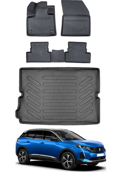 Peugeot 5008 2021 Model Bagaj Havuzu Araca Özel Siyah Paspas Takımı