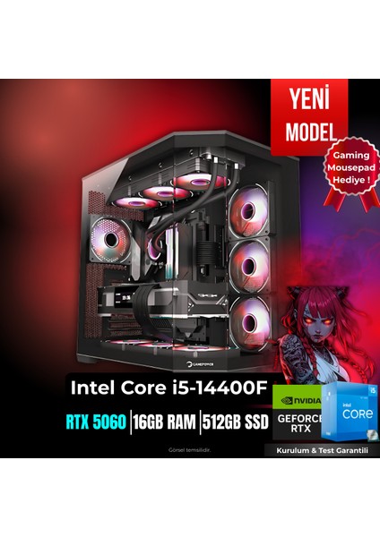 Tkdenv-80 İ5-14400F/RTX5060/16GB RAM/512GB Ssd/hazır Kurulu Sistem!
