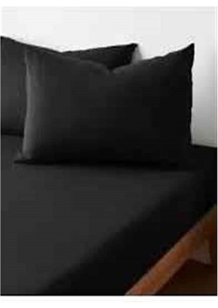 Tek Kişilik Lastikli Çarşaf Seti + Yastık Kılıfı Siyah