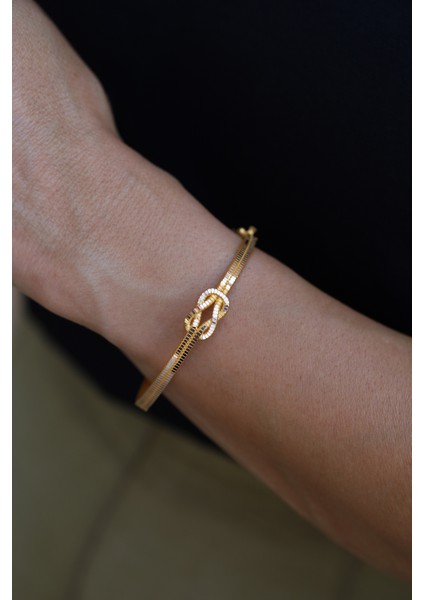 14 Ayar Altın Cimarlı Çift Katlı Kalemli Sonsuzluk Düğümü Detaylı Kelepçe fiyatları