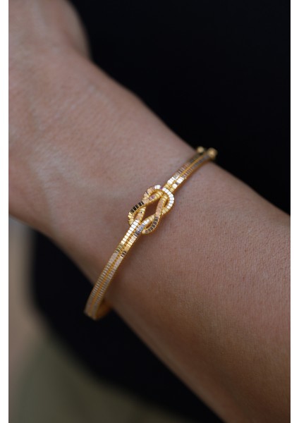 14 Ayar Altın Cimarlı Çift Katlı Kalemli Sonsuzluk Düğümü Detaylı Kelepçe modelleri