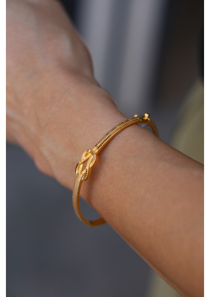 14 Ayar Altın Cimarlı Çift Katlı Kalemli Sonsuzluk Düğümü Detaylı Kelepçe fırsatları